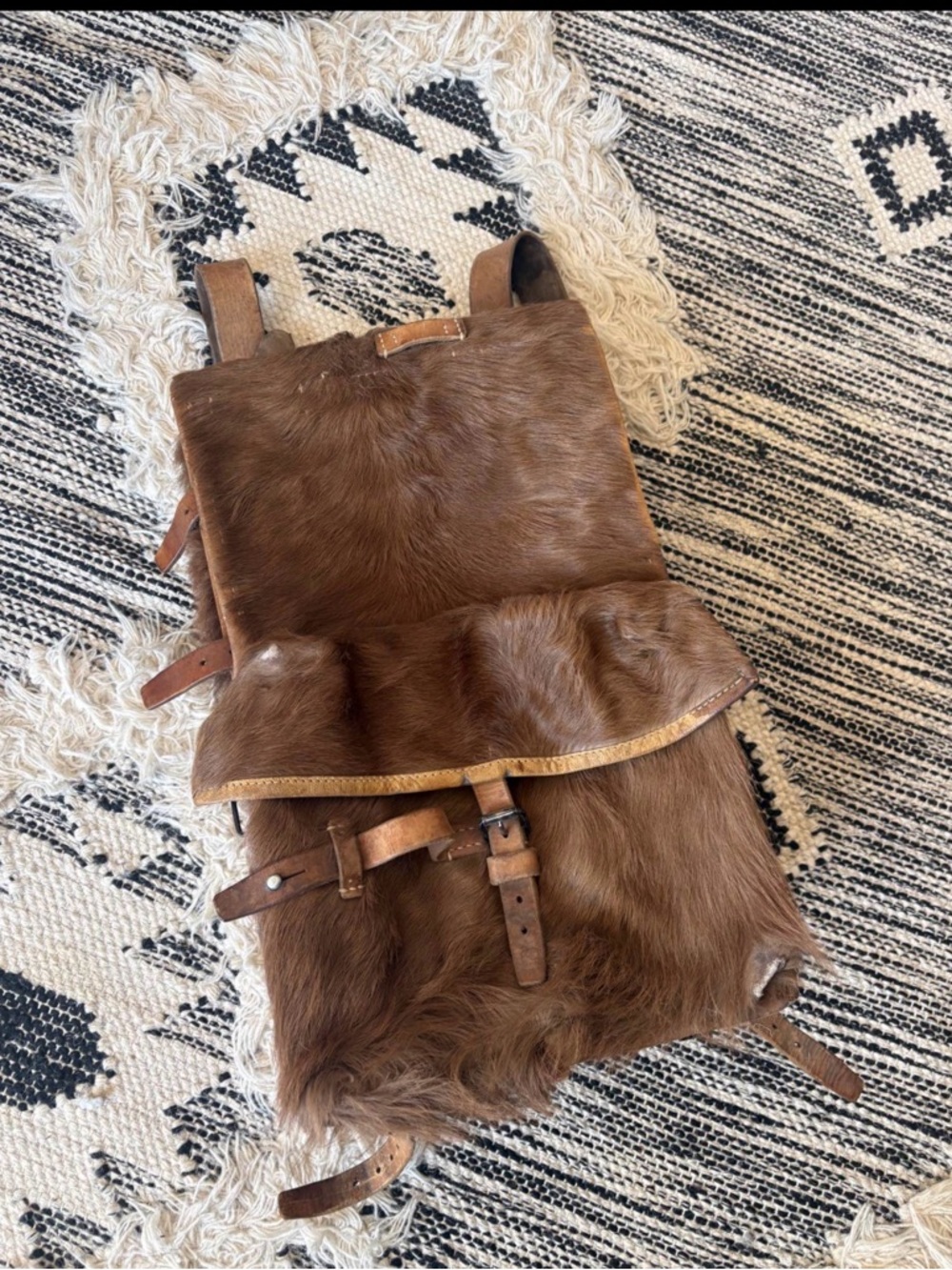 Handmade Brown Hair-On Leather Backpack